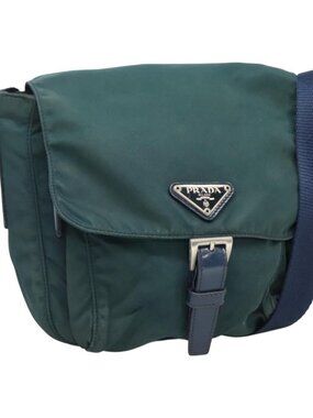 PRADA Shoulder Bag Nylon Green Auth 127874